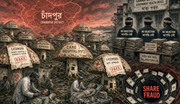 লাইসেন্সহীন ক্লিনিক ও ভুয়া শেয়ার ব্যবসায় চাঁদপুরে দিশেহারা সাধারণ মানুষ
